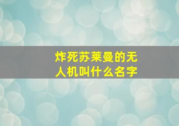 炸死苏莱曼的无人机叫什么名字