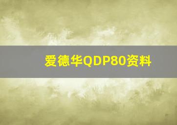 爱德华QDP80资料