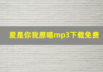 爱是你我原唱mp3下载免费