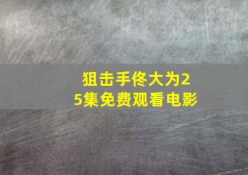 狙击手佟大为25集免费观看电影