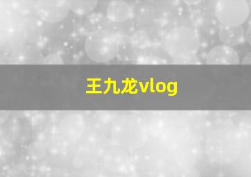 王九龙vlog