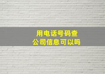 用电话号码查公司信息可以吗