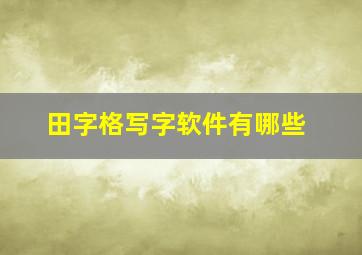 田字格写字软件有哪些