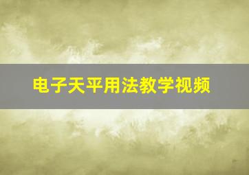 电子天平用法教学视频