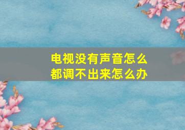 电视没有声音怎么都调不出来怎么办