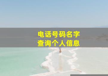 电话号码名字查询个人信息