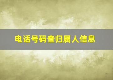 电话号码查归属人信息