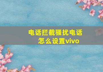 电话拦截骚扰电话怎么设置vivo