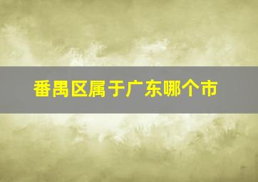 番禺区属于广东哪个市