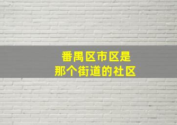 番禺区市区是那个街道的社区