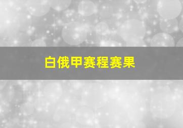 白俄甲赛程赛果