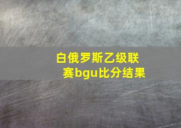 白俄罗斯乙级联赛bgu比分结果