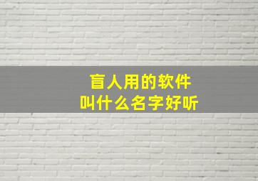 盲人用的软件叫什么名字好听