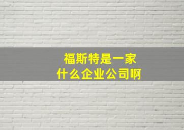 福斯特是一家什么企业公司啊