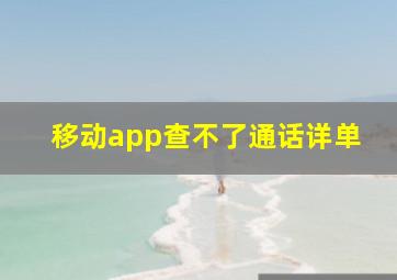 移动app查不了通话详单