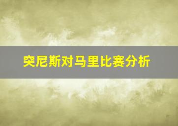 突尼斯对马里比赛分析