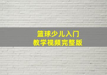 篮球少儿入门教学视频完整版