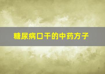 糖尿病口干的中药方子