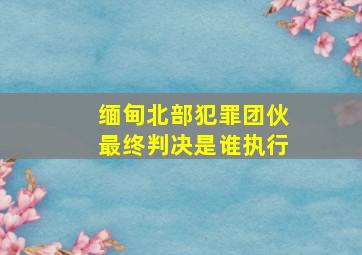 缅甸北部犯罪团伙最终判决是谁执行