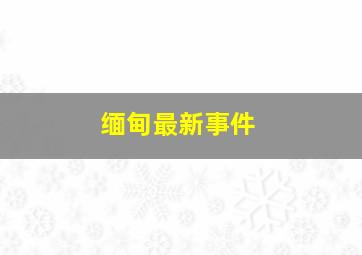 缅甸最新事件