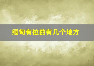 缅甸有拉的有几个地方