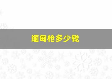 缅甸枪多少钱