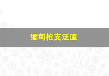 缅甸枪支泛滥