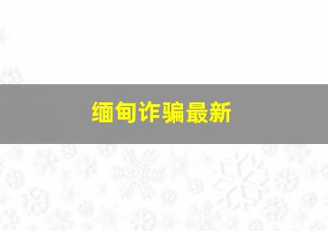 缅甸诈骗最新