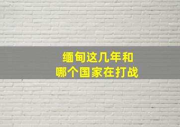 缅甸这几年和哪个国家在打战