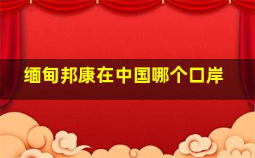 缅甸邦康在中国哪个口岸