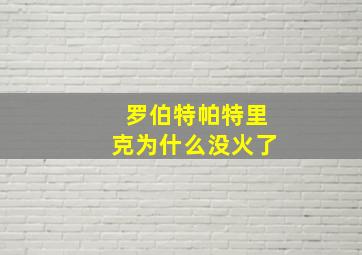 罗伯特帕特里克为什么没火了