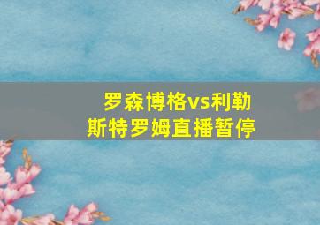 罗森博格vs利勒斯特罗姆直播暂停