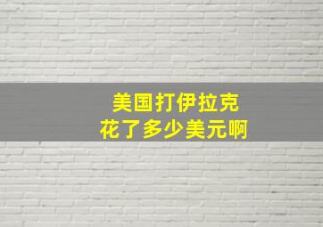 美国打伊拉克花了多少美元啊