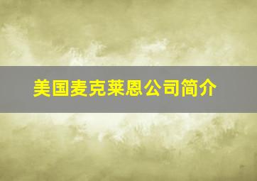 美国麦克莱恩公司简介