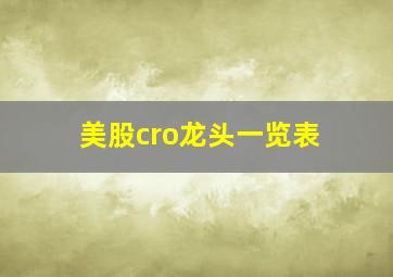 美股cro龙头一览表