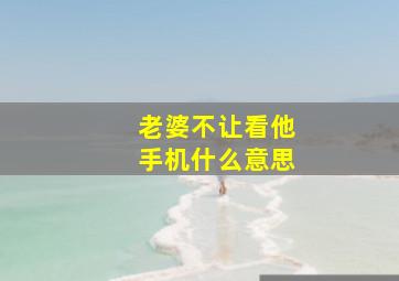 老婆不让看他手机什么意思