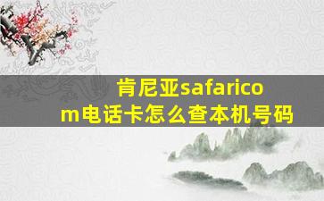 肯尼亚safaricom电话卡怎么查本机号码