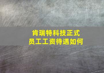 肯瑞特科技正式员工工资待遇如何