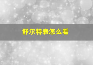 舒尔特表怎么看