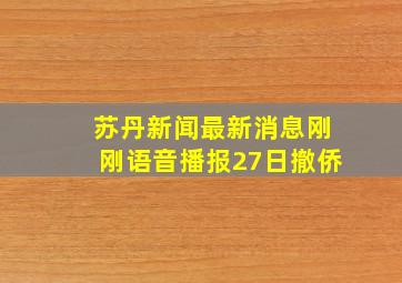 苏丹新闻最新消息刚刚语音播报27日撤侨