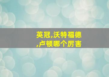 英冠,沃特福德,卢顿哪个厉害