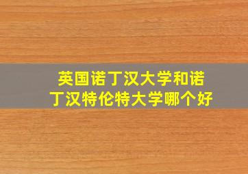 英国诺丁汉大学和诺丁汉特伦特大学哪个好