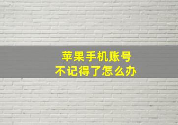 苹果手机账号不记得了怎么办