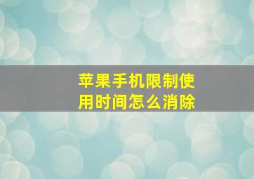 苹果手机限制使用时间怎么消除