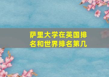 萨里大学在英国排名和世界排名第几