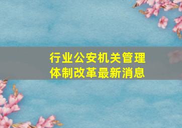 行业公安机关管理体制改革最新消息