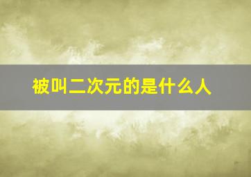 被叫二次元的是什么人