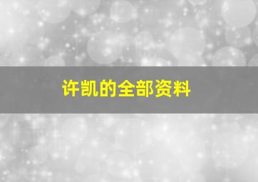 许凯的全部资料