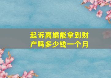 起诉离婚能拿到财产吗多少钱一个月