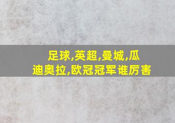 足球,英超,曼城,瓜迪奥拉,欧冠冠军谁厉害